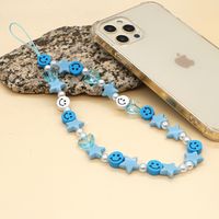 Cute Star Heart Shape Smiley Face Imitation Pearl Soft Clay Valentine's Day Mobile Phone Chain main image 4