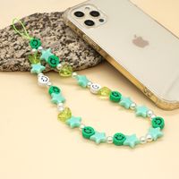 Cute Star Heart Shape Smiley Face Imitation Pearl Soft Clay Valentine's Day Mobile Phone Chain main image 5