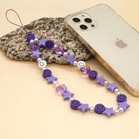 Cute Star Heart Shape Smiley Face Imitation Pearl Soft Clay Valentine's Day Mobile Phone Chain main image 6
