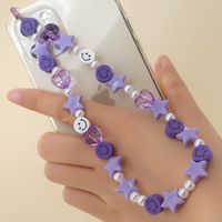 Cute Star Heart Shape Smiley Face Imitation Pearl Soft Clay Valentine's Day Mobile Phone Chain sku image 6