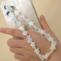Cute Star Heart Shape Smiley Face Imitation Pearl Soft Clay Valentine's Day Mobile Phone Chain sku image 2