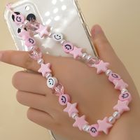 Cute Star Heart Shape Smiley Face Imitation Pearl Soft Clay Valentine's Day Mobile Phone Chain sku image 5