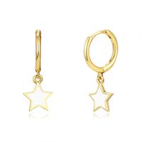 Simple Style Star Copper Enamel Drop Earrings 1 Pair sku image 1