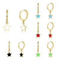Simple Style Star Copper Enamel Drop Earrings 1 Pair main image 1