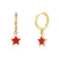 Simple Style Star Copper Enamel Drop Earrings 1 Pair main image 4
