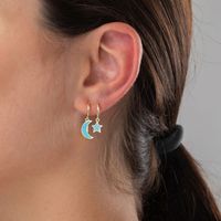 Simple Style Star Copper Enamel Drop Earrings 1 Pair main image 3