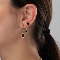 Simple Style Star Copper Enamel Drop Earrings 1 Pair main image 2