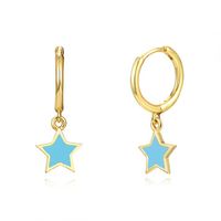 Simple Style Star Copper Enamel Drop Earrings 1 Pair sku image 2