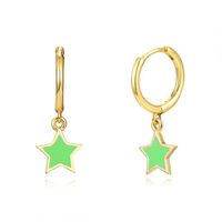 Simple Style Star Copper Enamel Drop Earrings 1 Pair sku image 5