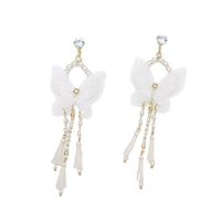 1 Paire Mode Papillon Perle D'imitation Alliage Strass Femmes Boucles D'oreilles Lustre main image 4