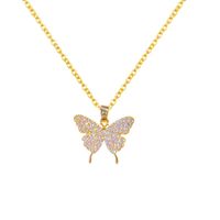 Mode Schmetterling Titan Stahl Inlay Zirkon Halskette Mit Anhänger 1 Stück main image 2