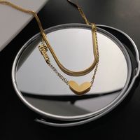 Fashion Letter Heart Shape Titanium Steel Plating Layered Necklaces 1 Piece sku image 1