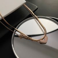 Fashion Letter Heart Shape Titanium Steel Plating Layered Necklaces 1 Piece main image 2