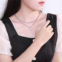 Fashion Heart Shape Titanium Steel Layered Necklace main image 3