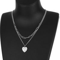 Fashion Heart Shape Titanium Steel Layered Necklace sku image 1
