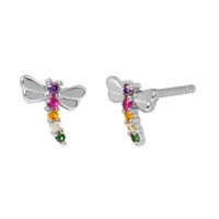 Simple Style Dragonfly Copper Inlay Zircon Ear Studs 1 Pair sku image 2