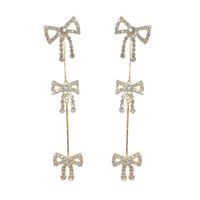 Simple Style Bow Knot Copper Inlay Artificial Gemstones Drop Earrings 1 Pair main image 5