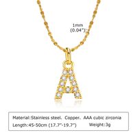 De Gros Style Simple Lettre Acier Inoxydable 201 Le Cuivre Incruster Diamant Artificiel Pendentif sku image 1