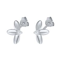 Simple Style Leaf Copper Inlay Zircon Ear Studs 1 Pair main image 3
