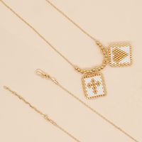 Bohemian Cross Heart Shape Beaded Alloy Plating Women's Necklace sku image 1