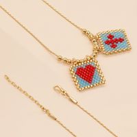 Bohemian Cross Heart Shape Beaded Alloy Plating Women's Necklace sku image 5