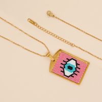 Bohemian Devil's Eye Heart Shape Stainless Steel Glass Irregular Necklace 1 Piece sku image 5