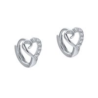 Simple Style Heart Shape Copper Inlay Artificial Diamond Hoop Earrings 1 Pair main image 3