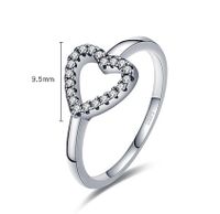 Fashion Heart Shape Silver Hollow Out Inlay Zircon Rings 1 Piece main image 2