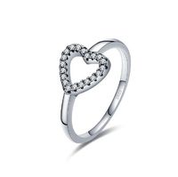 Moda Forma De Corazón Plata Ahuecar Embutido Circón Anillos 1 Pieza sku image 5