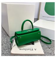 Women's Medium All Seasons Pu Leather Solid Color Fashion Square Lock Clasp Handbag sku image 3