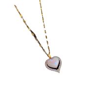 Fashion Heart Shape Titanium Steel Copper Plating Zircon Gold Plated Pendant Necklace main image 4