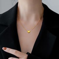 Simple Style Heart Shape Titanium Steel Plating Pendant Necklace main image 3