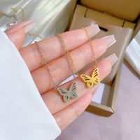 Elegant Butterfly Titanium Steel Plating Pendant Necklace main image 4