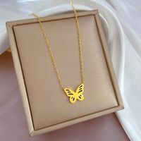 Elegant Butterfly Titanium Steel Plating Pendant Necklace sku image 1