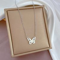 Elegant Butterfly Titanium Steel Plating Pendant Necklace sku image 2