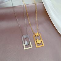 Fashion Butterfly Titanium Steel Plating Pendant Necklace main image 3
