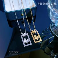 Fashion Butterfly Titanium Steel Plating Pendant Necklace main image 5