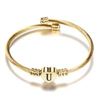 Simple Style Letter Stainless Steel Plating Bangle sku image 21