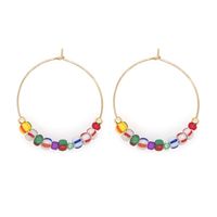 New Style Bohemian Rainbow Glass Beads Imitation Pearl Handmade Beaded Earrings sku image 2