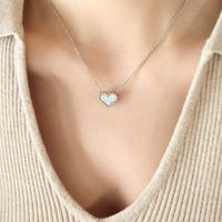 Fashion Peach Heart White Sea Shell Pendant Love Necklace sku image 6