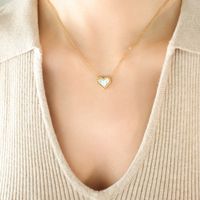 Fashion Peach Heart White Sea Shell Pendant Love Necklace sku image 7