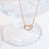 Fashion Peach Heart White Sea Shell Pendant Love Necklace sku image 8