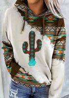 Mujeres Sudadera Manga Larga Sudaderas Con Capucha Y Sudaderas Impresión Moda Ropa De Calle Cactus main image 4