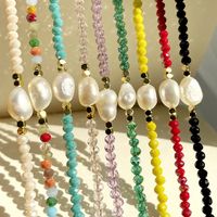 Fashion Solid Color Artificial Crystal Mother Pearl Shellfish Beaded Women's Necklace main image 3