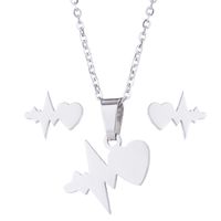 Fashion Electrocardiogram Heart Shape Stainless Steel Jewelry Set 1 Set sku image 1