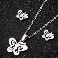 Fashion Butterfly Stainless Steel Hollow Out Jewelry Set 1 Set main image 4