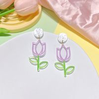 1 Pair Pastoral Flower Arylic Epoxy Women's Drop Earrings sku image 4