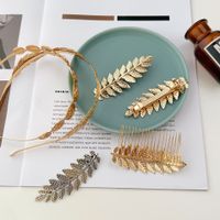 Baroque Style Leaf Alloy Hair Clip Hair Band Insert Comb 1 Piece main image 3