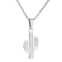 1 Set Fashion Cactus Titanium Steel Plating Earrings Necklace main image 4