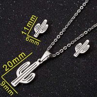Fashion Cactus Stainless Steel Jewelry Set 2 Pieces main image 2